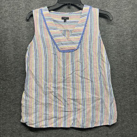 Talbots Tops - Talbots Blouse Women's Petite Small Sleeveless Top Blue Striped Blouse V Neck